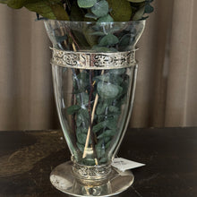 Load image into Gallery viewer, Vintage Glass Vase w/ Silver Detail