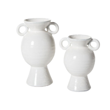 Load image into Gallery viewer, White Ceramic Vase w/ Circle Handles