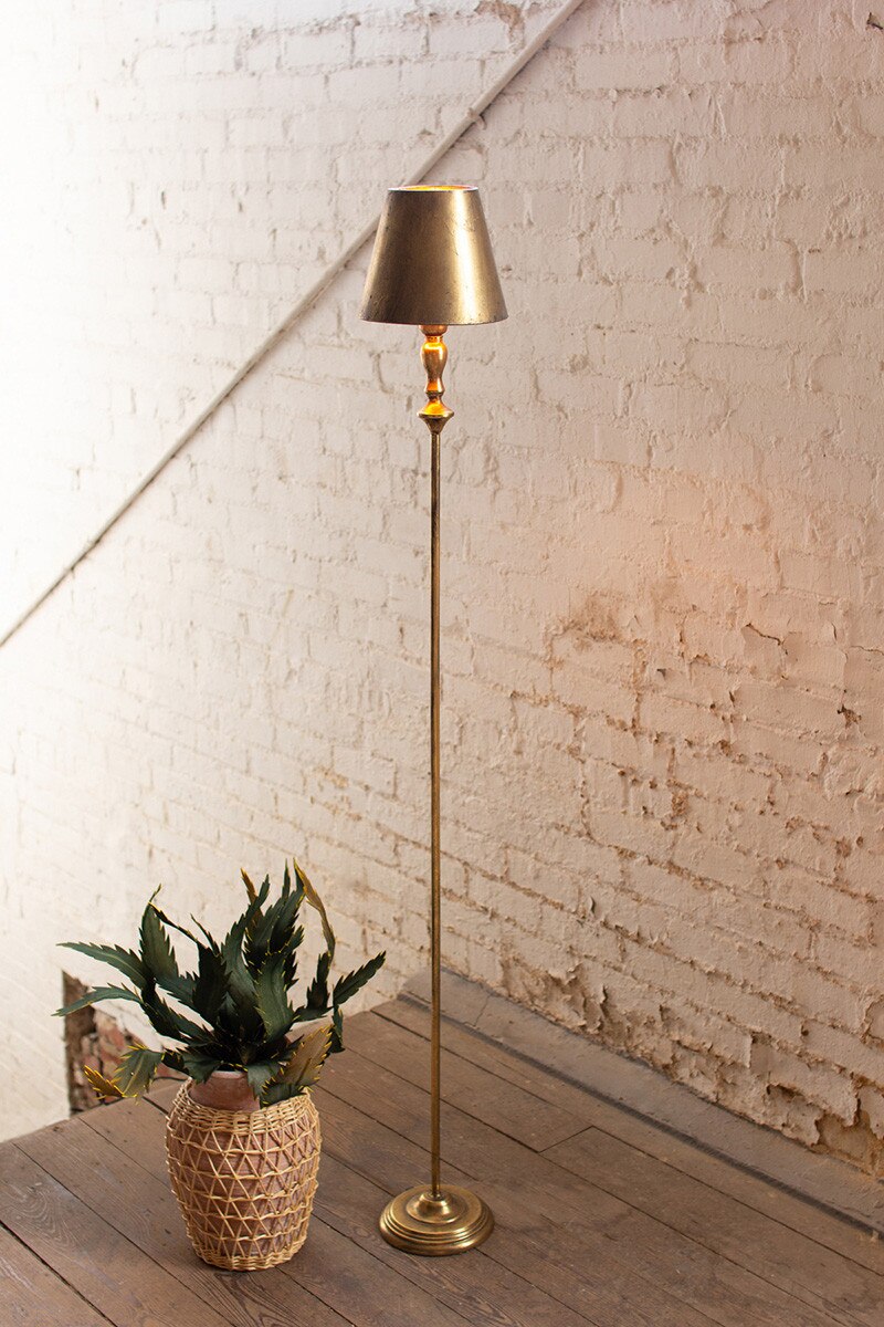 Gold Floor Lamp w/ Metal Shade