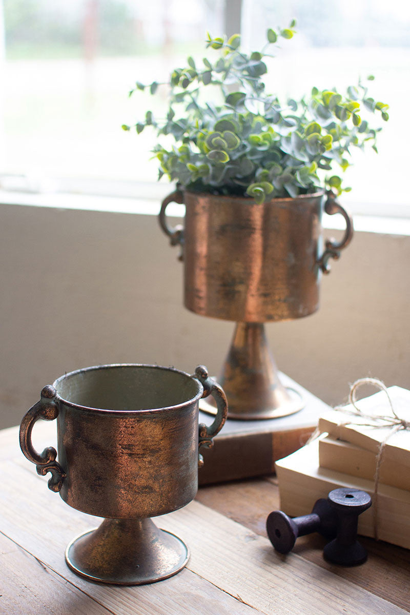 Antique Copper Trophy Planter