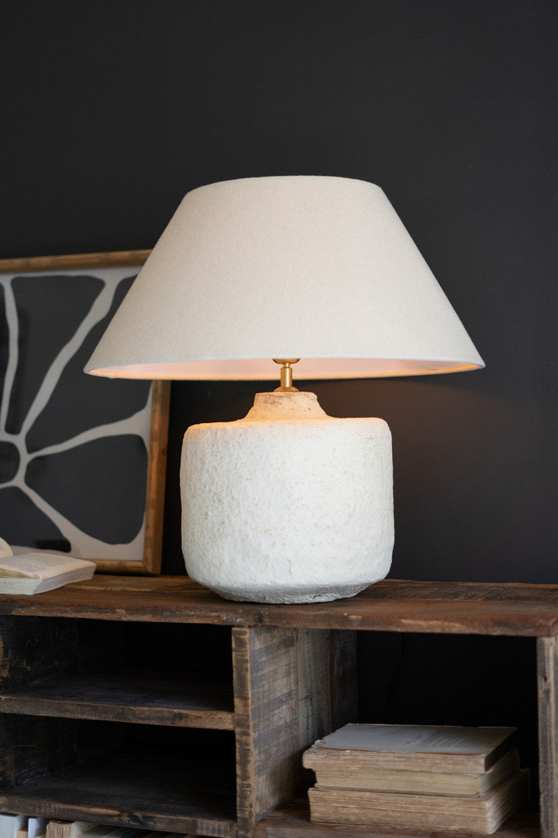 White Paper Mache Table Lamp