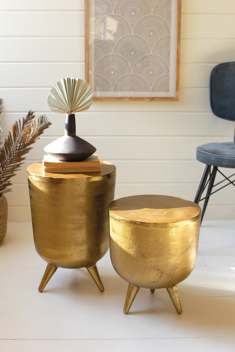 Gold Drum Table w/ Legs