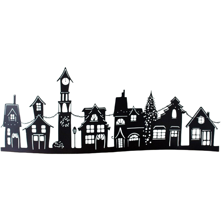 Black Curved Metal Christmas Village