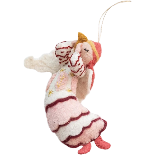 Pink + White Felt Angel Ornament