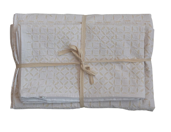 White & Cream Coverlet w/ Shams