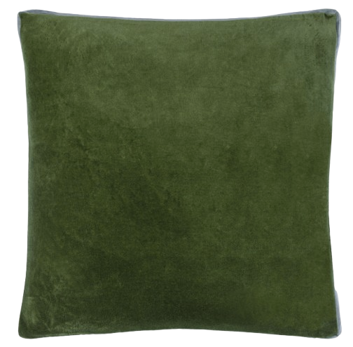 Green Velvet Pillow w/ Gray Border