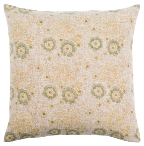 Yellow + Green Floral Pillow