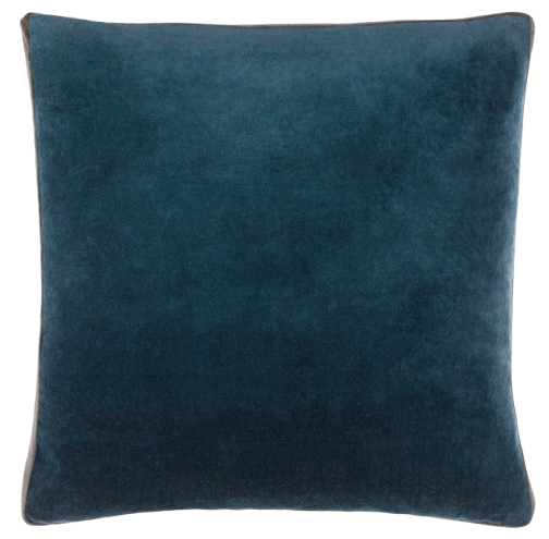 Teal Velvet Pillow w/ Gray Border