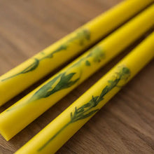 Load image into Gallery viewer, Yellow Floral Inlaid Candles - set of 3
