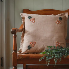 Load image into Gallery viewer, Embroidered Flower Pillow - 20&quot;
