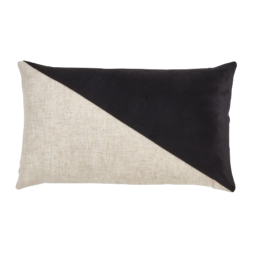 Black + White Diagonal Lumbar Pillow 12x20