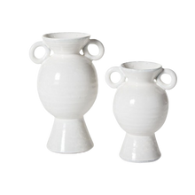 Load image into Gallery viewer, White Ceramic Vase w/ Circle Handles
