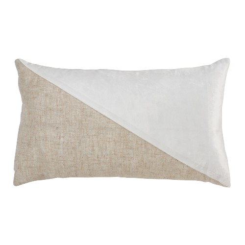 Cream + White Diagonal Lumbar Pillow 12x20