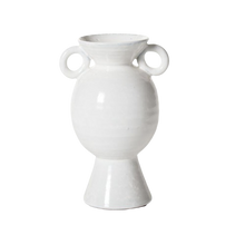 Load image into Gallery viewer, White Ceramic Vase w/ Circle Handles
