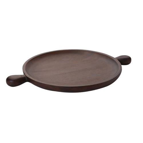 Brown Wood Tray w/ Ball Handles