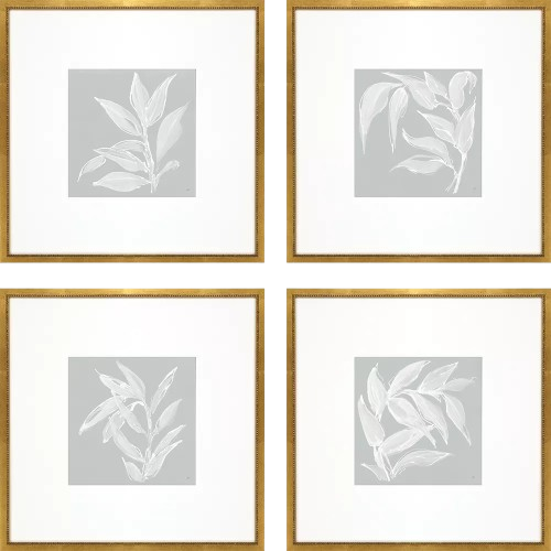 Grayscale Leaves Painting, 4 styles