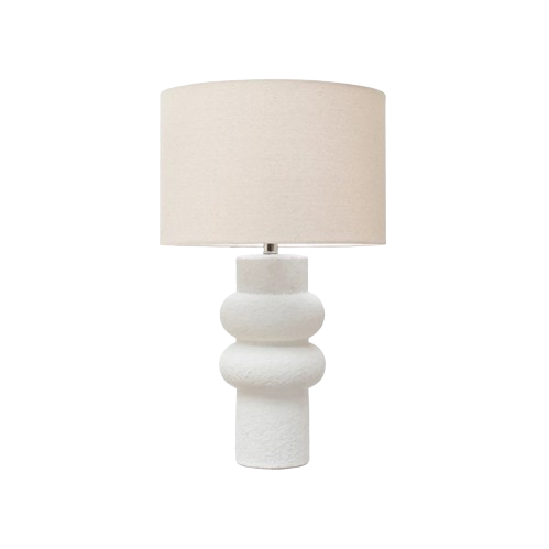 White Textured Bulbed Table Lamp