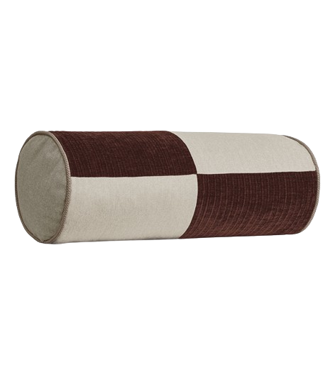 Burgundy + Cream Check Bolster Lumbar Pillow 9x24