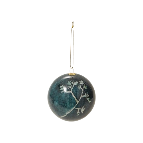 Blue Winter Stick Ball Ornament