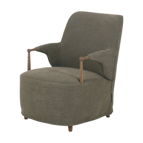 Olive Green Spindle Arm Chair