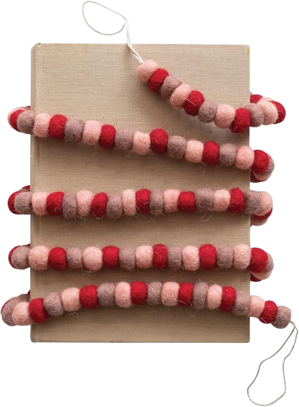 Felt Ball Garland, Red + Pink - 72