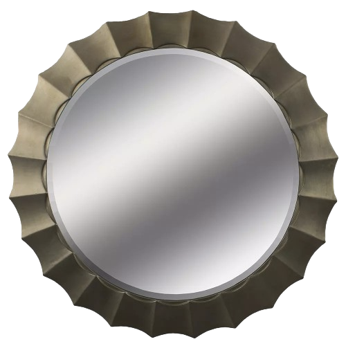 Scalloped Round Brass Mirror - 42x42