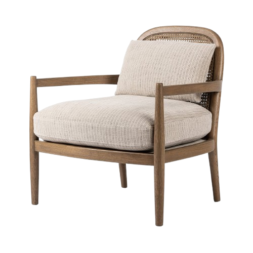 Cane Back Chair w/ Linen Cushions