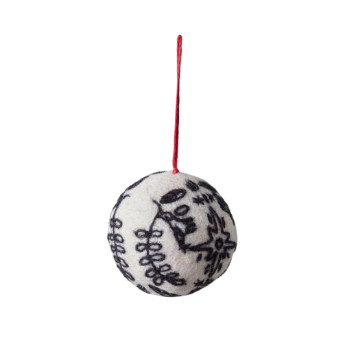 Felt Black + White Ball Ornament
