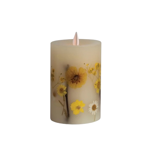 Flameless LED Pillar Candle w/ Botanicals