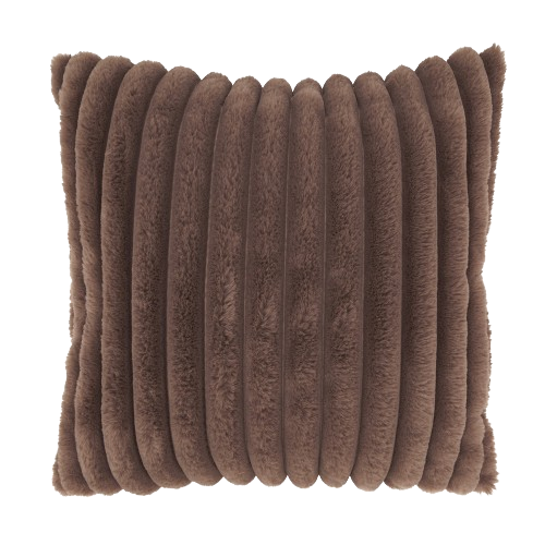 Chocolate Channeled Faux Fur Pillow 18