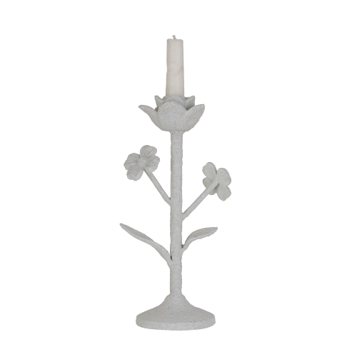 White Flower Candlestick Holder