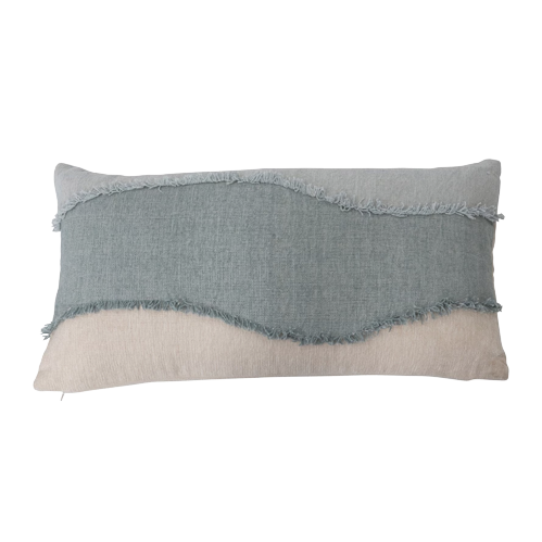 Cream, Green, + Blue Lumbar Pillow 28x14