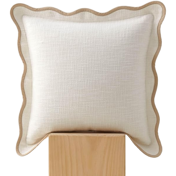 Scallop Edge Cream Pillow 18x18