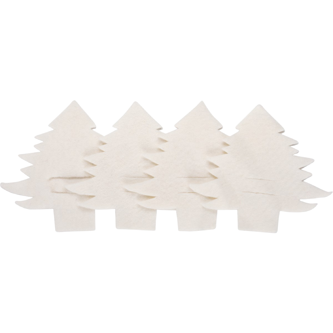 Cream Christmas Tree Napkin Holder, set of 4