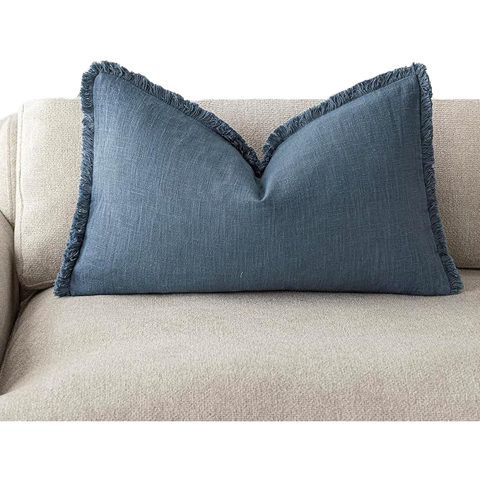 Blue Fringe Lumbar Pillow 12