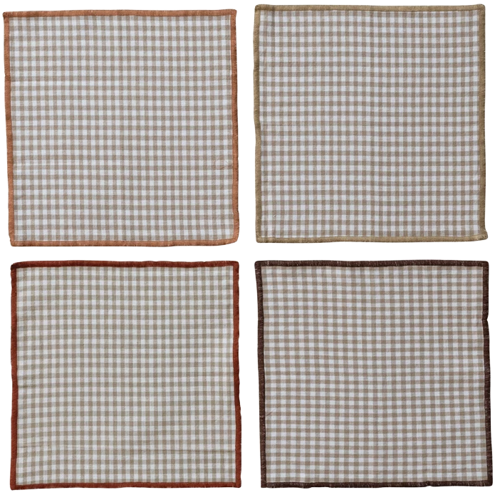 Gingham Cocktail Napkins, set of 4