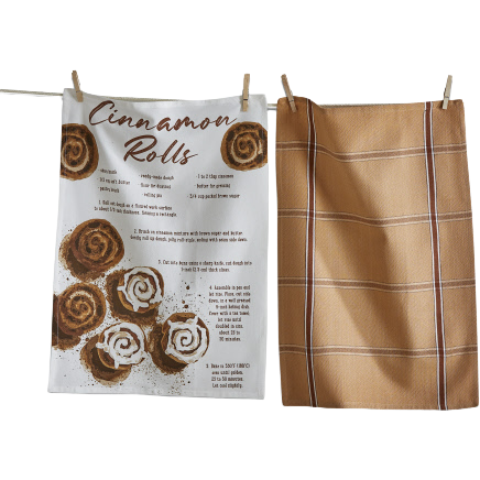 Cinnamon Roll Recipe Dish Towel, set of 2