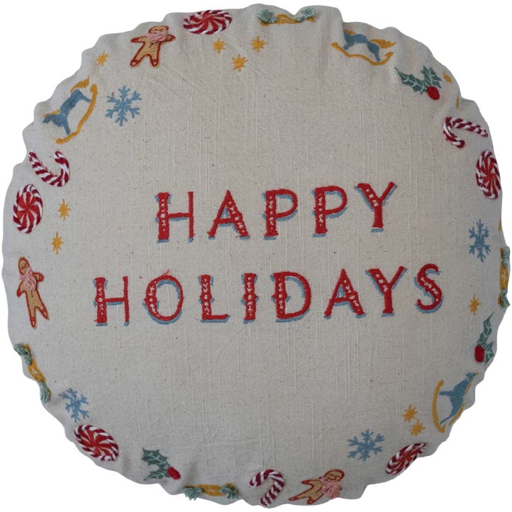 Happy Holidays Round Pillow 16