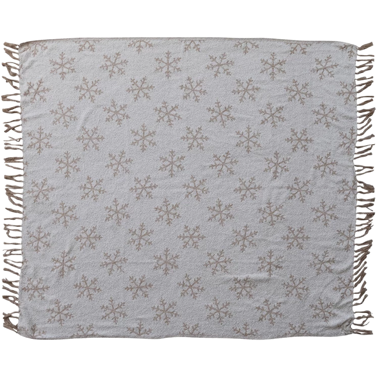 Grey Snowflake Throw Blanket - 60