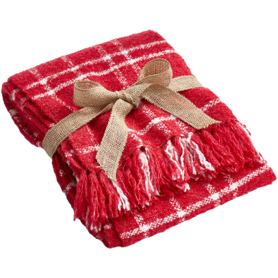 Red + White Plaid Throw Blanket