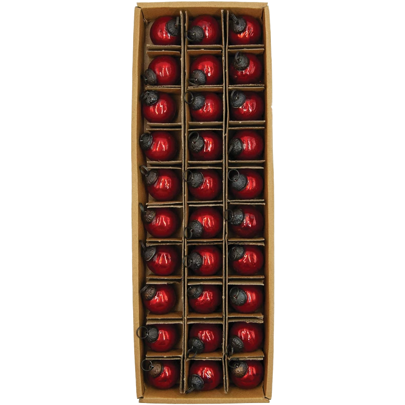 Red Mercury Glass Ball Ornaments, set of 30