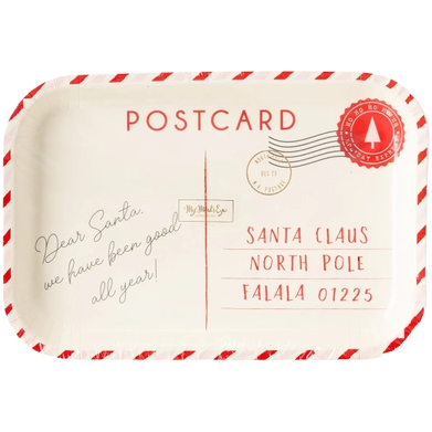 Santa Postcard Paper Plates, set of 8
