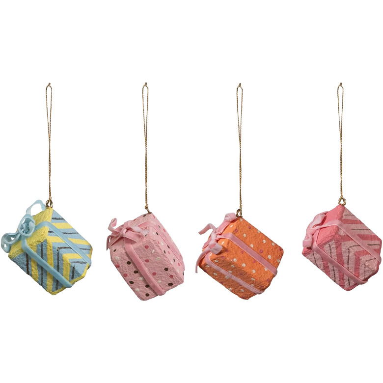 Paper Mache Present Ornament