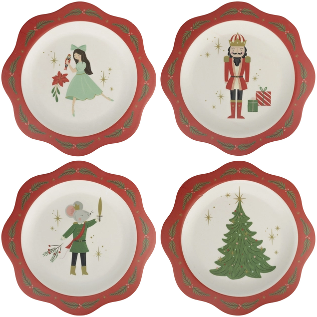 Nutcracker Melamine Plates, set of 4
