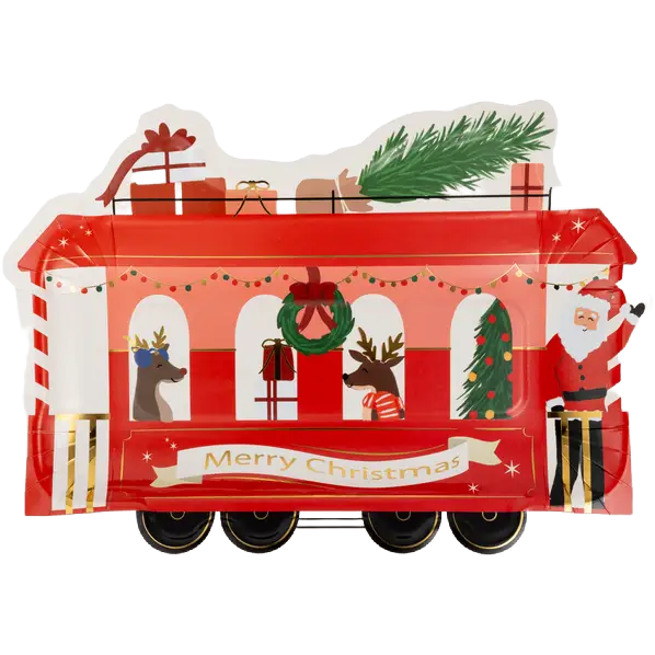 Christmas Train Paper Plates, set of 8