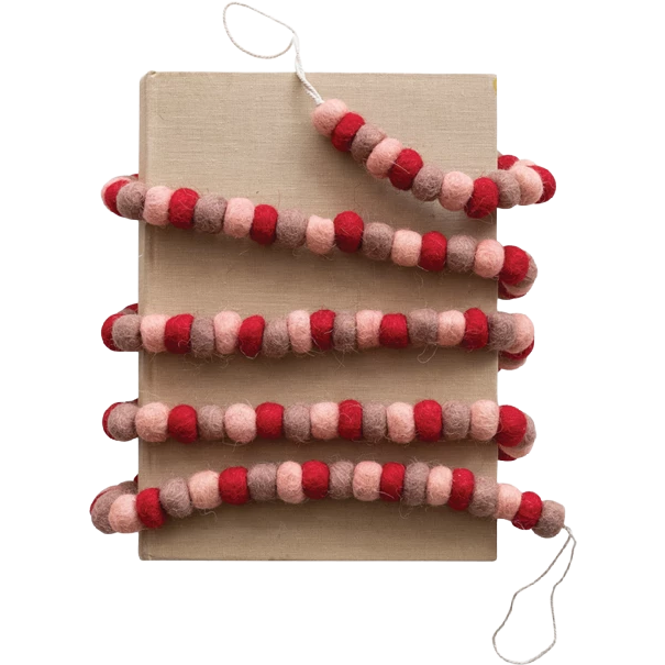 Pink + Red Felt Ball Garland