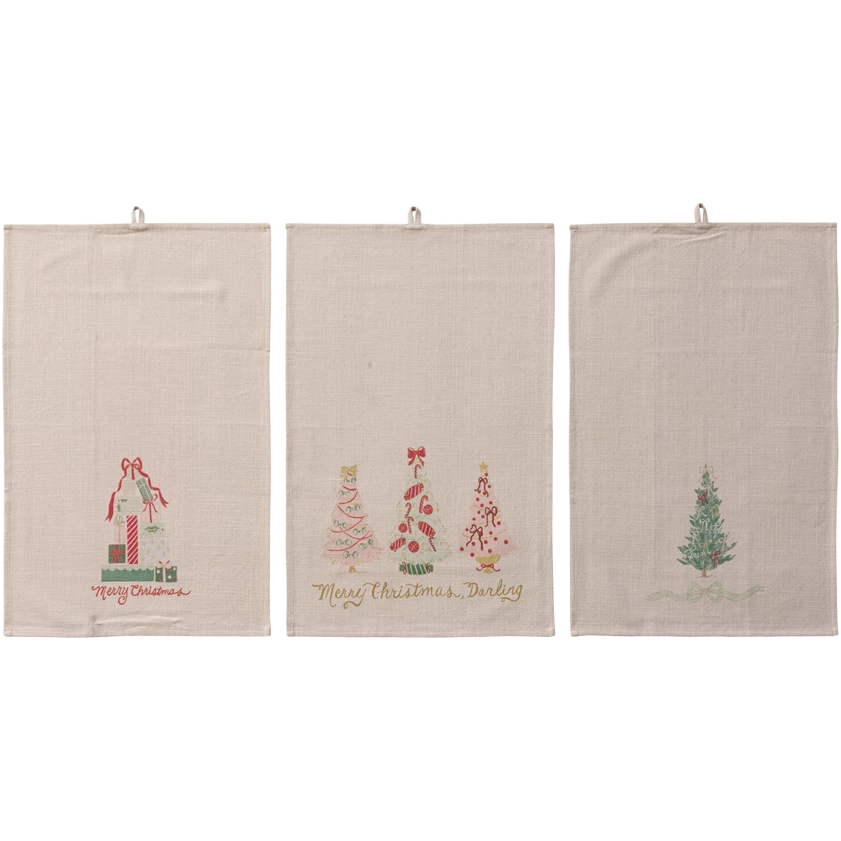 Delicate Christmas Design Tea Towel, 3 styles
