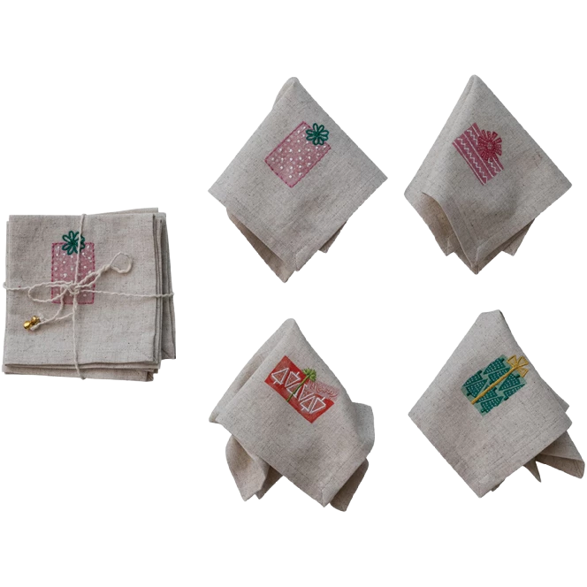 Christmas Present Cocktail Napkins, set of 4