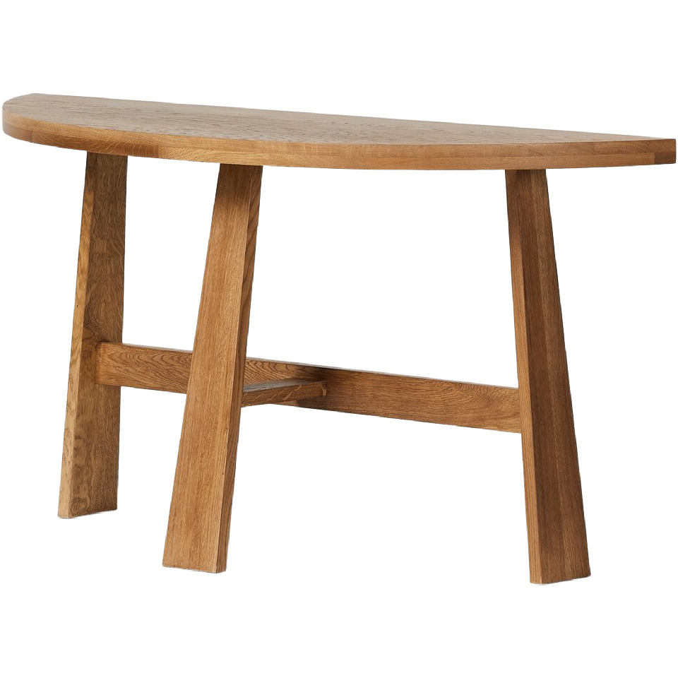 Warm Wood Demilune Console Table