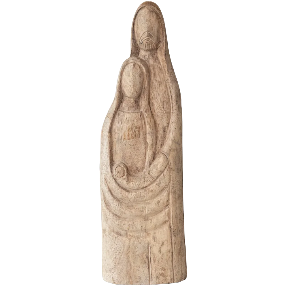 Wooden Mary + Joseph Figure